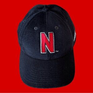 Adidas Black NCAA Nebraska Cornhuskers Hat with Red “N” Adjustable Sizing